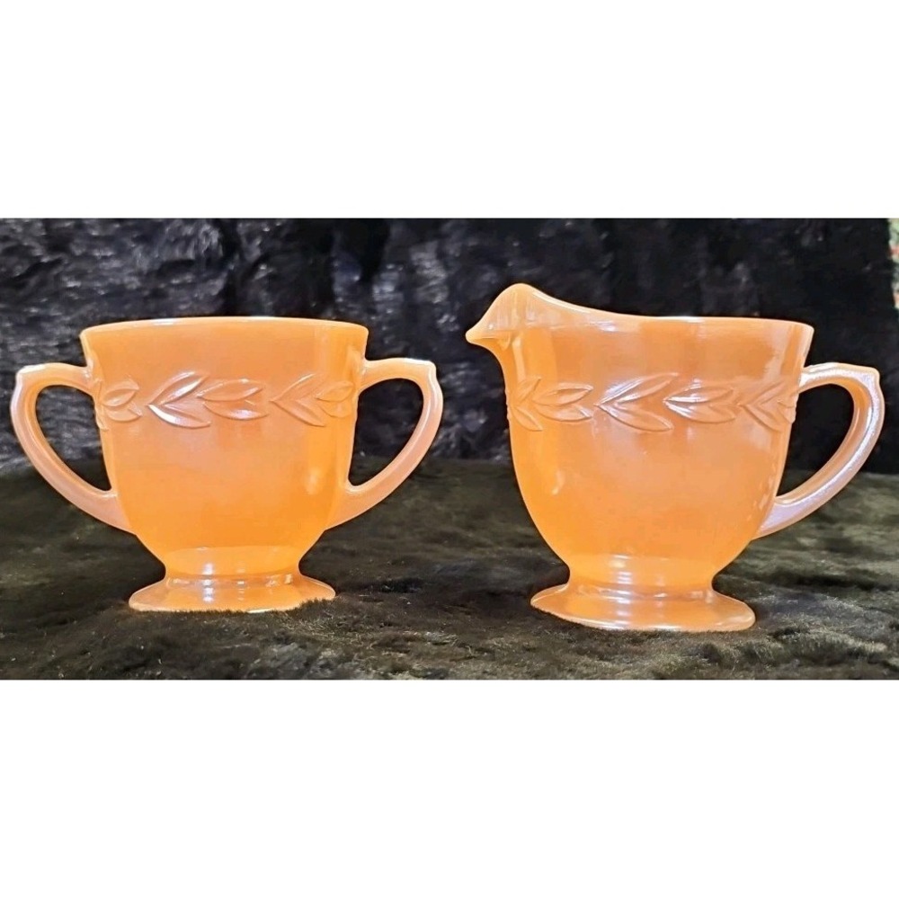 Peach Luster finish Sugar and creamer Oven Fire-King